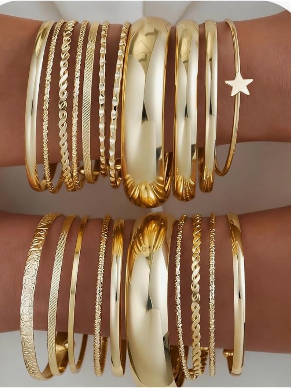 Gold Tone Women's 19-Piece Bangle Bracelet Stack NWT